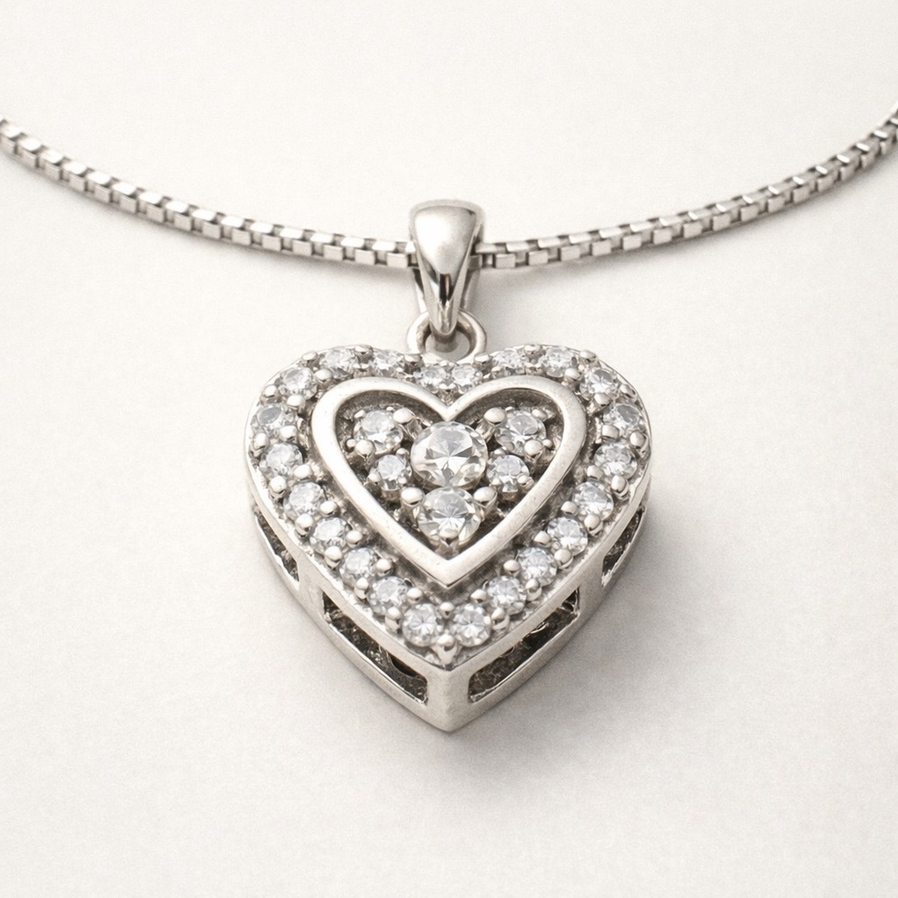 Hallmark 1/5 CT Lab Diamond Heart Pendant 925 Sterling Silver Necklace 18” - Picture 4 of 9